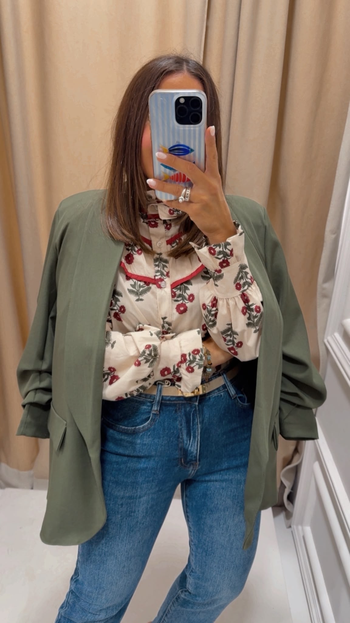 CAMISA FLORES BEIGE - Imagen 3