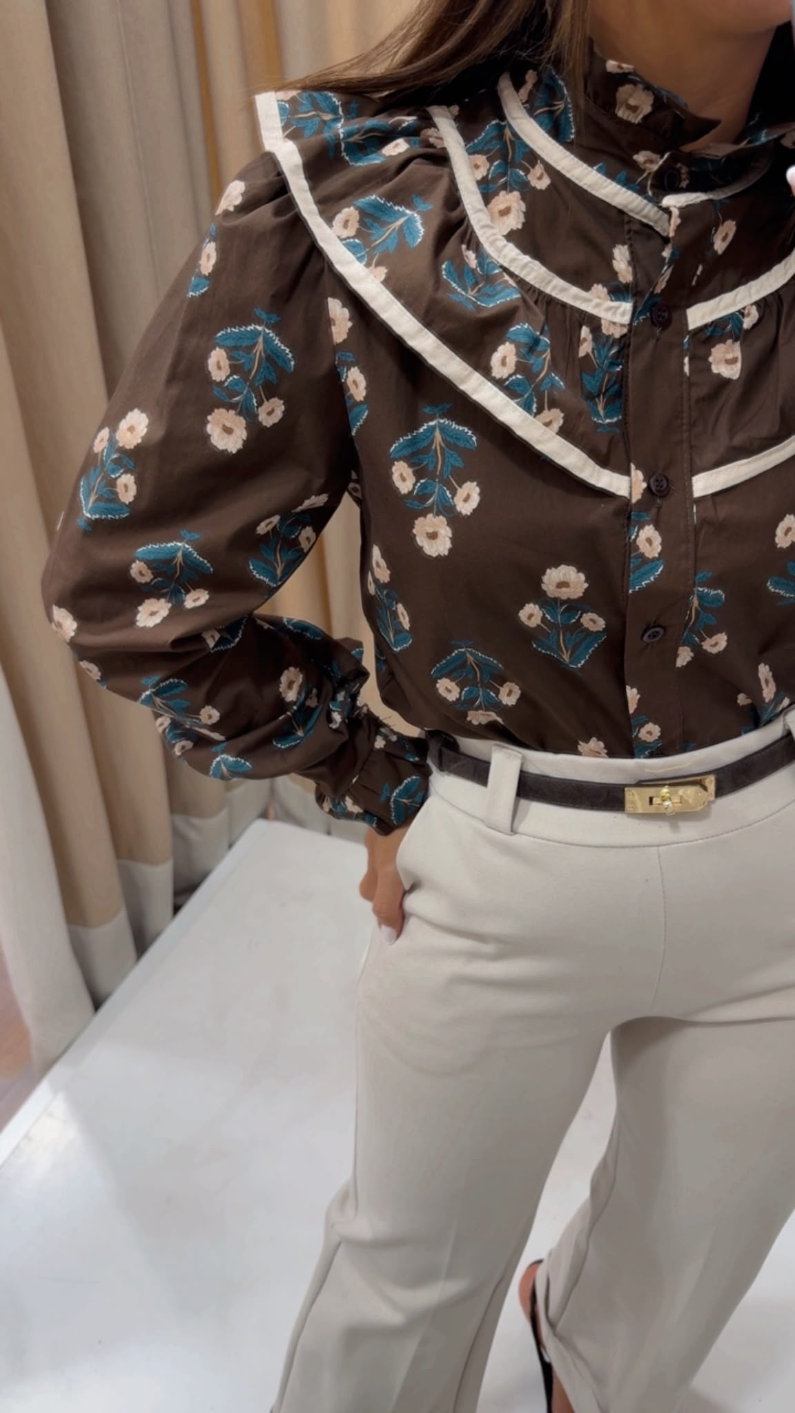 CAMISA FLORES MARRON - Imagen 5